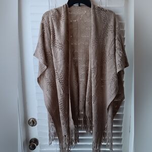 Cruise Club Tan Knit Shawl NWT